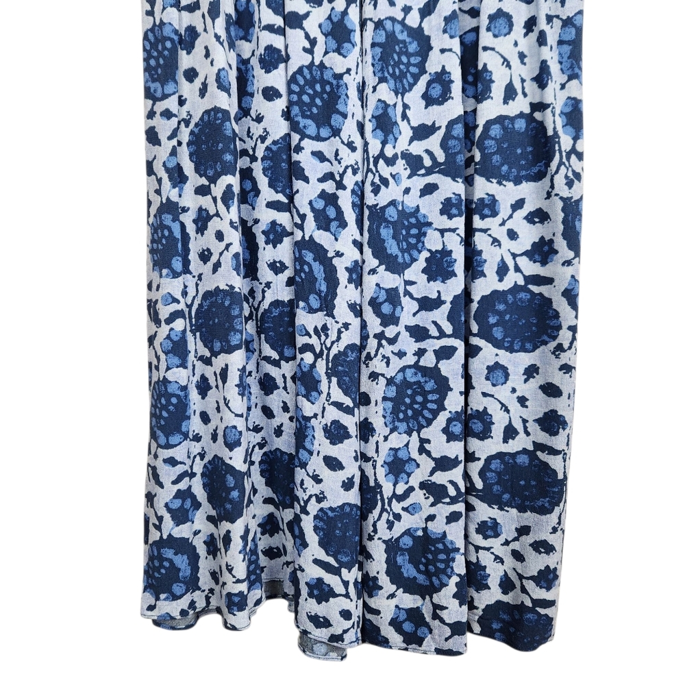 Free People Lady Lady Blue Printed Wide Leg Cropped Smocked Pants Womens Size XS - Picture 6 of 13